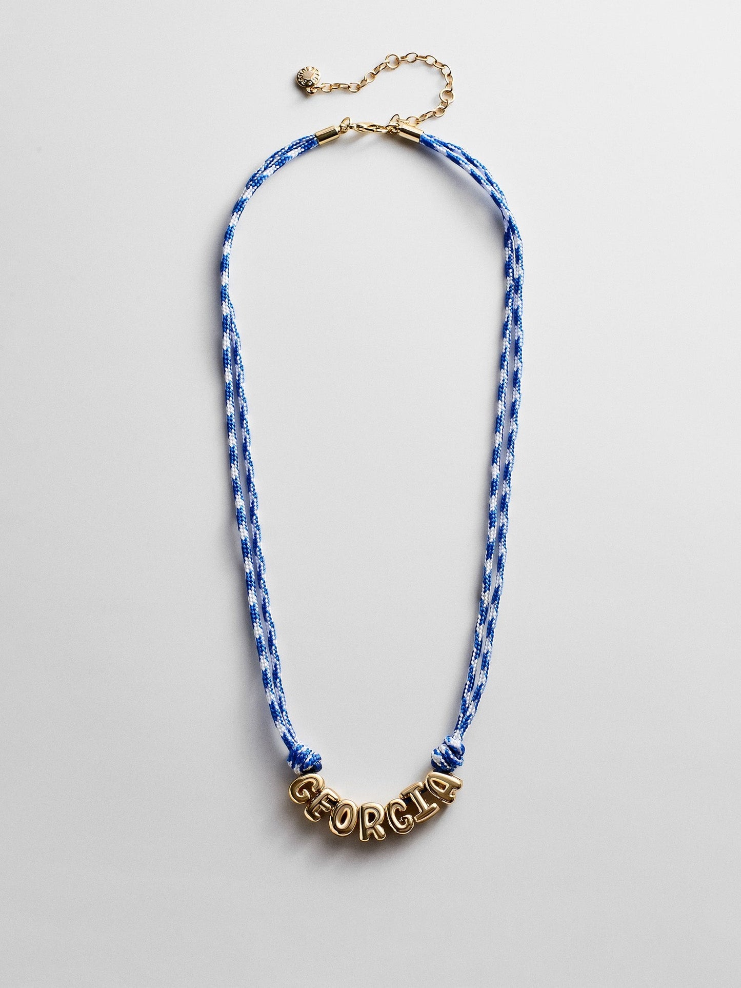 Bubble Letter Custom Paracord Necklace - Blue/White