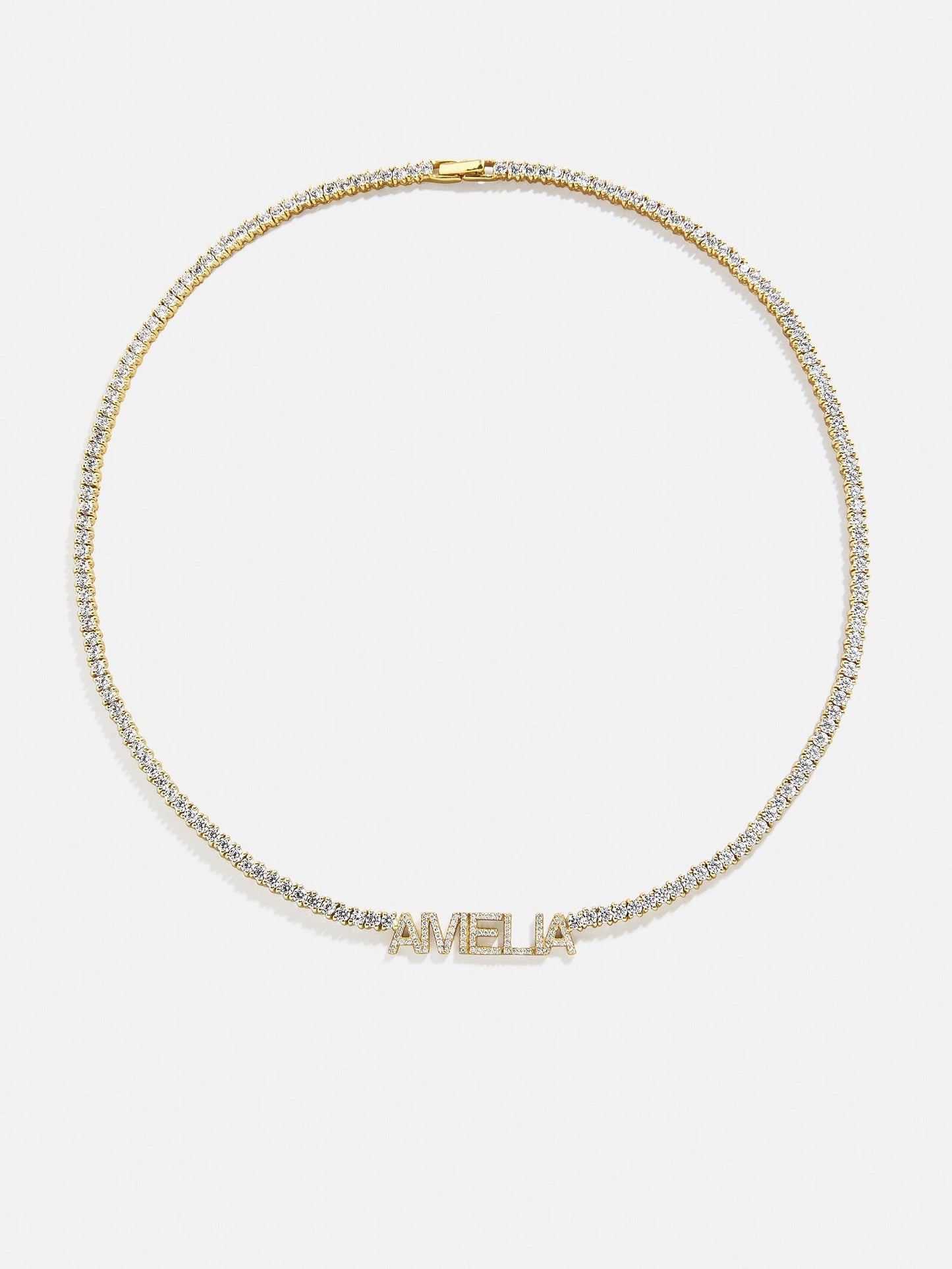 Billie 14K Gold Tennis Custom Nameplate Necklace - Block