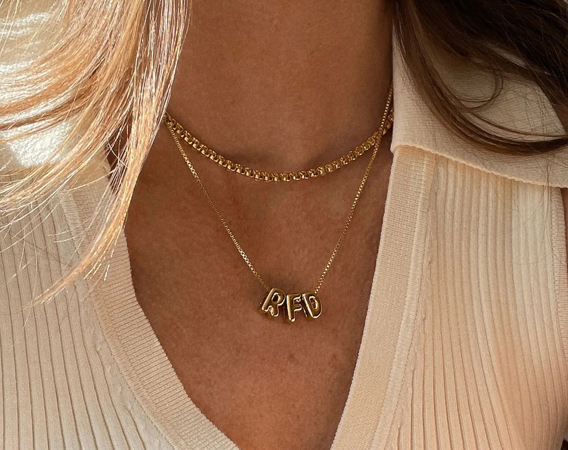 Bubble Letter Custom Necklace - Small Bubble Letter