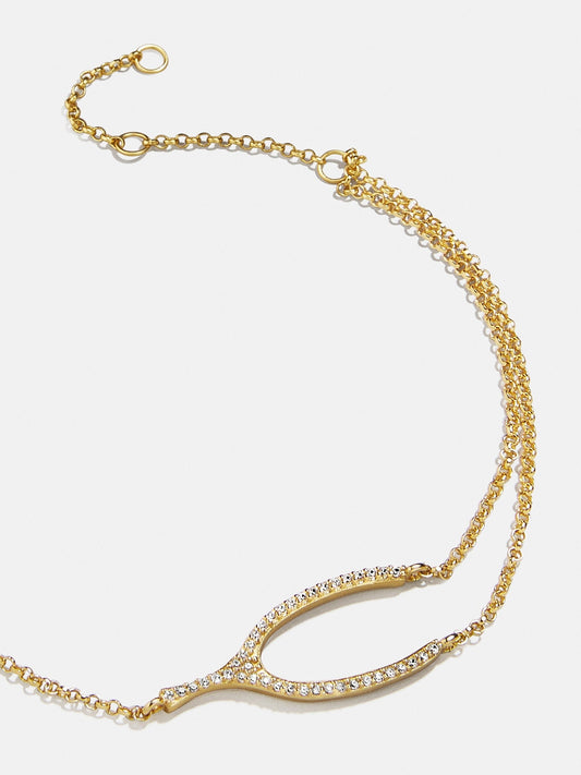 Sabrina 18K Gold Motif Bracelet - Wishbone
