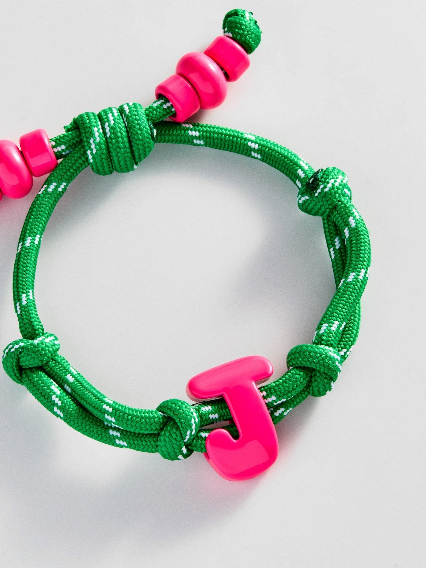 Knotty Enamel Initial Custom Bracelet - Green/Pink Single Letter