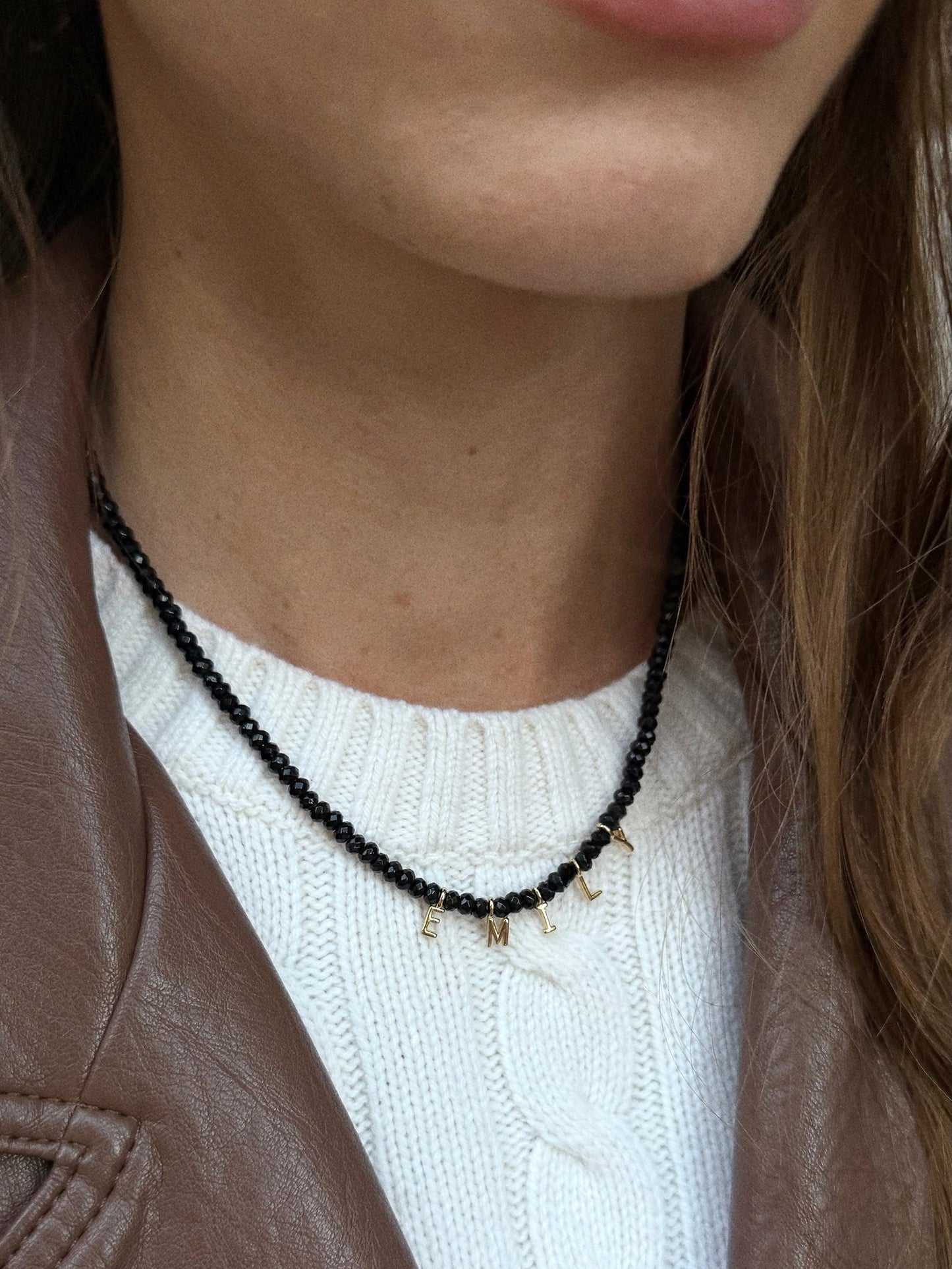 Mini Semi-Precious Custom Necklace - Onyx