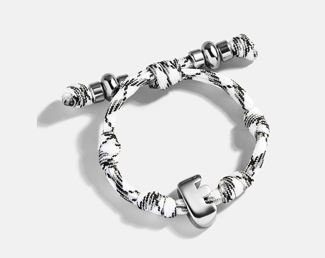 Knotty Initial Custom Bracelet - Onyx/White Single Letter