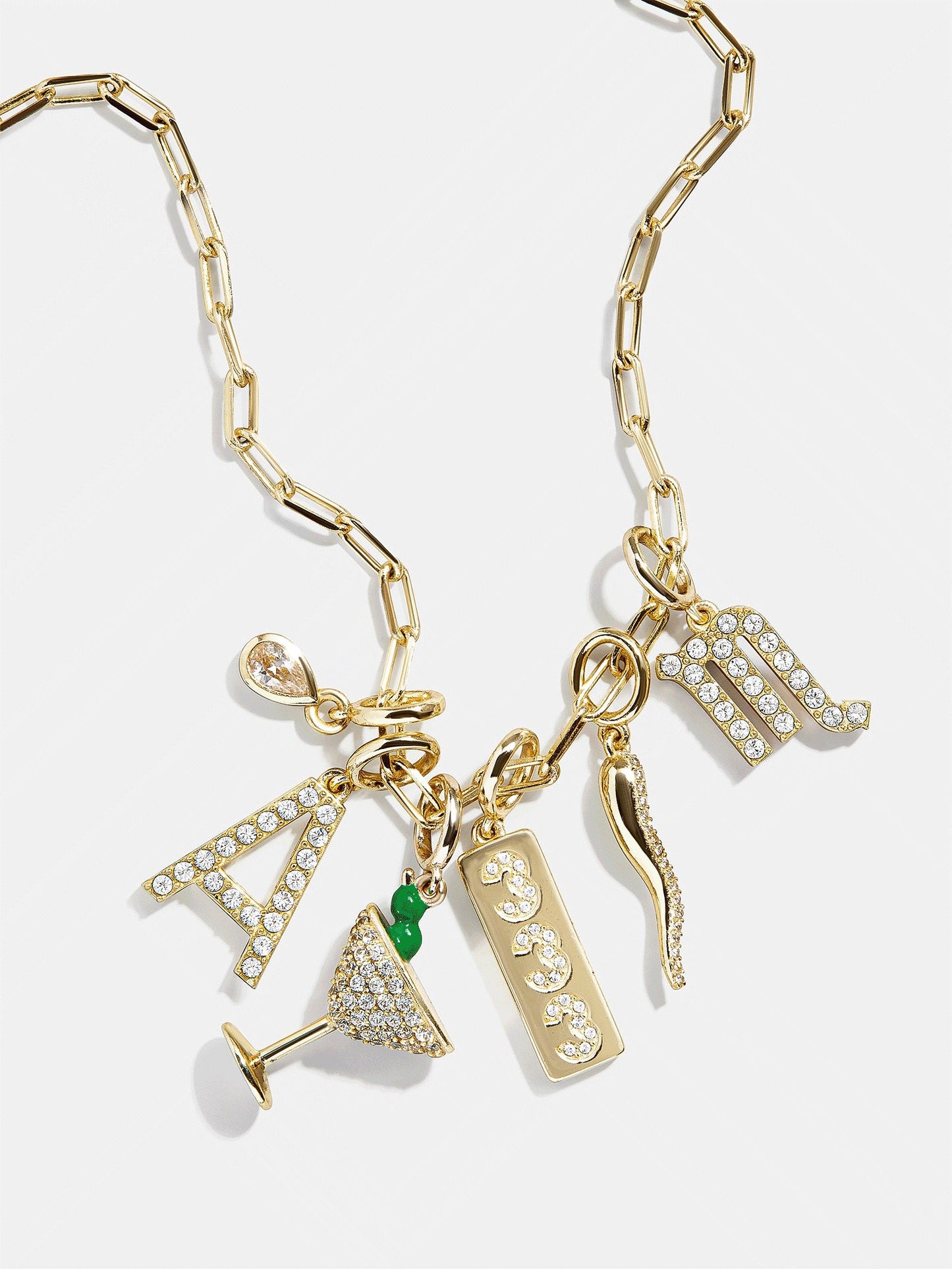 Semi-Precious Cluster Charm Necklace - Chrysoprase Chain
