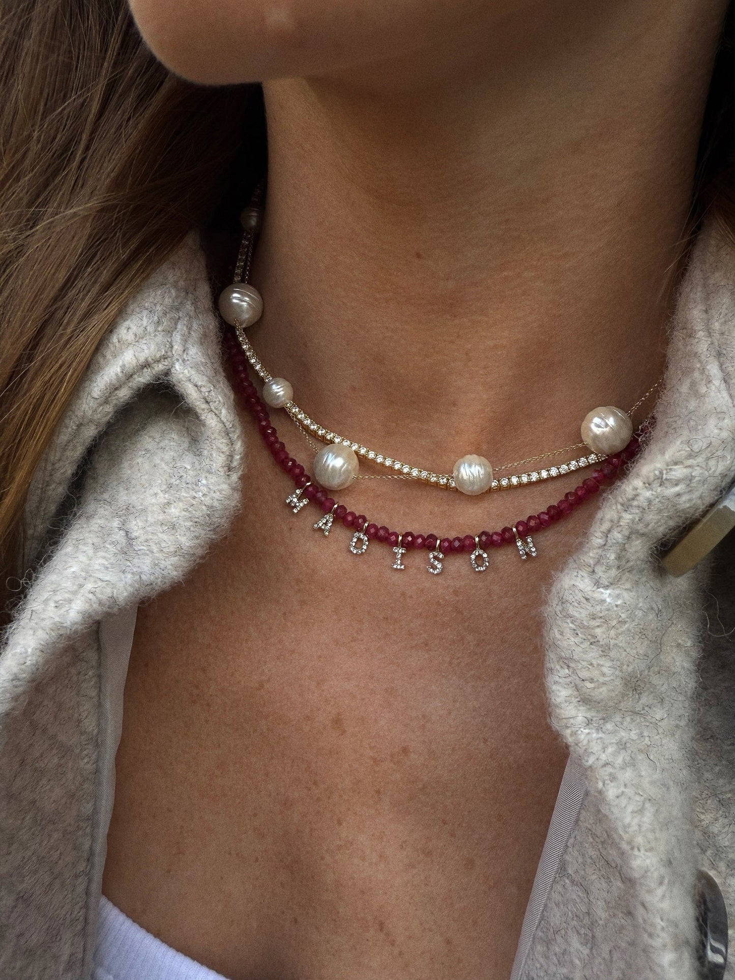 Mini Semi-Precious Custom Necklace - Red Jasper
