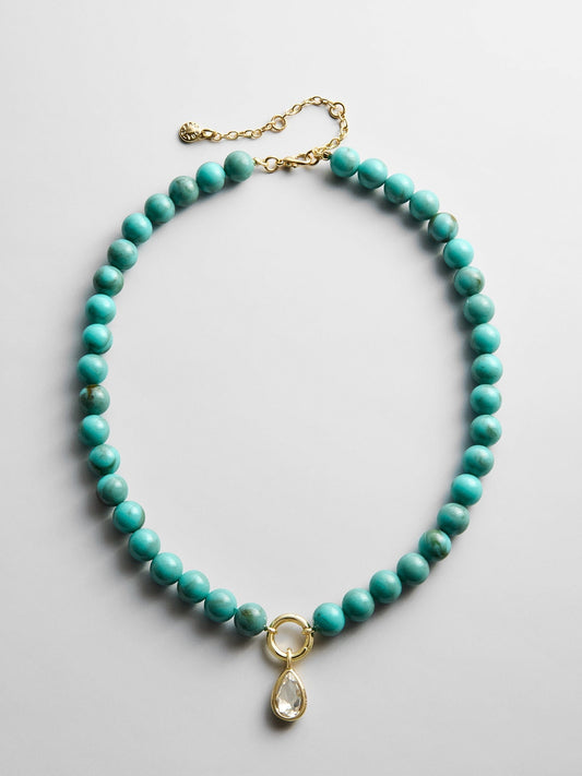 Janette Beaded Ring Necklace - Turquoise Bead
