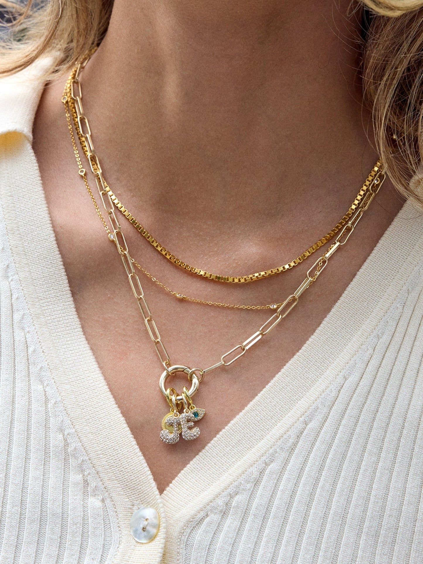 Cluster Charm Necklace - Hera Chain & Charm Ring
