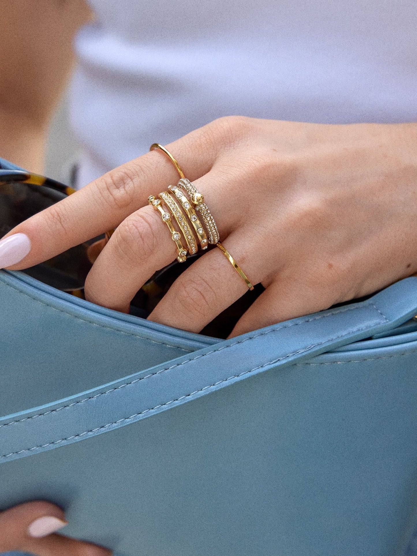 Rosaire Stacked Ring - Gold/Pavé