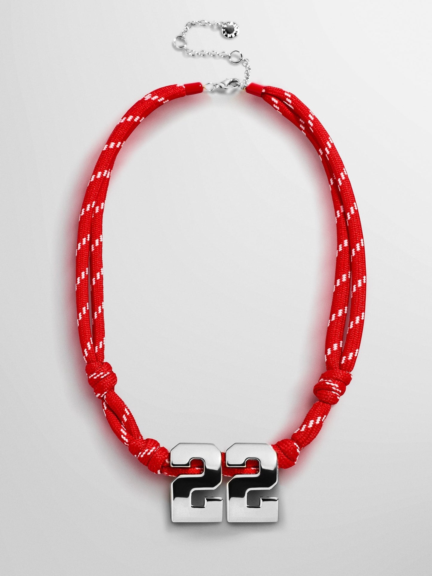 Knotty Varsity Custom Necklace - Cherry Red Double Digit