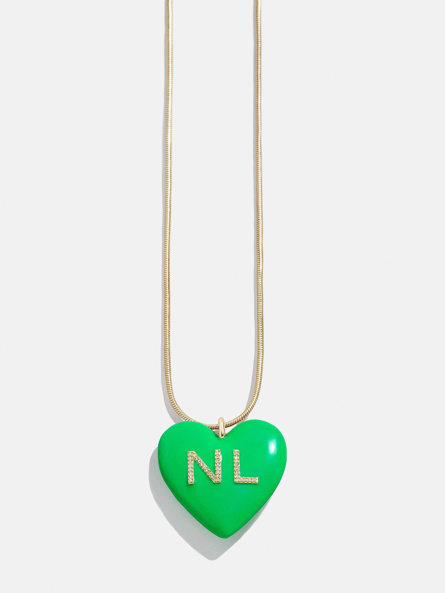 Millie Bubble Heart Custom Initial Necklace - Bright Green
