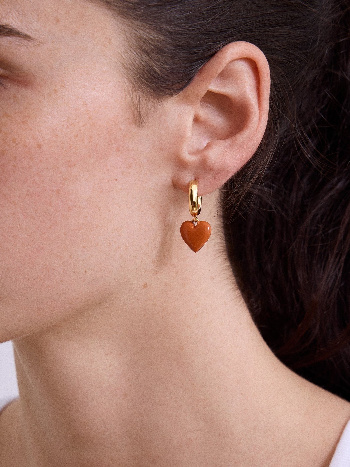 Game Day Heart Drop Earrings - Brown