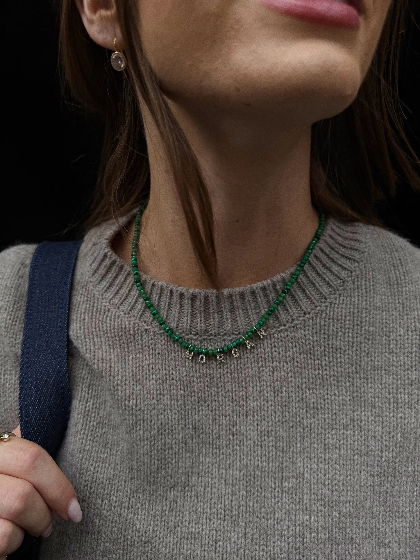 Mini Semi-Precious Custom Necklace - Malachite
