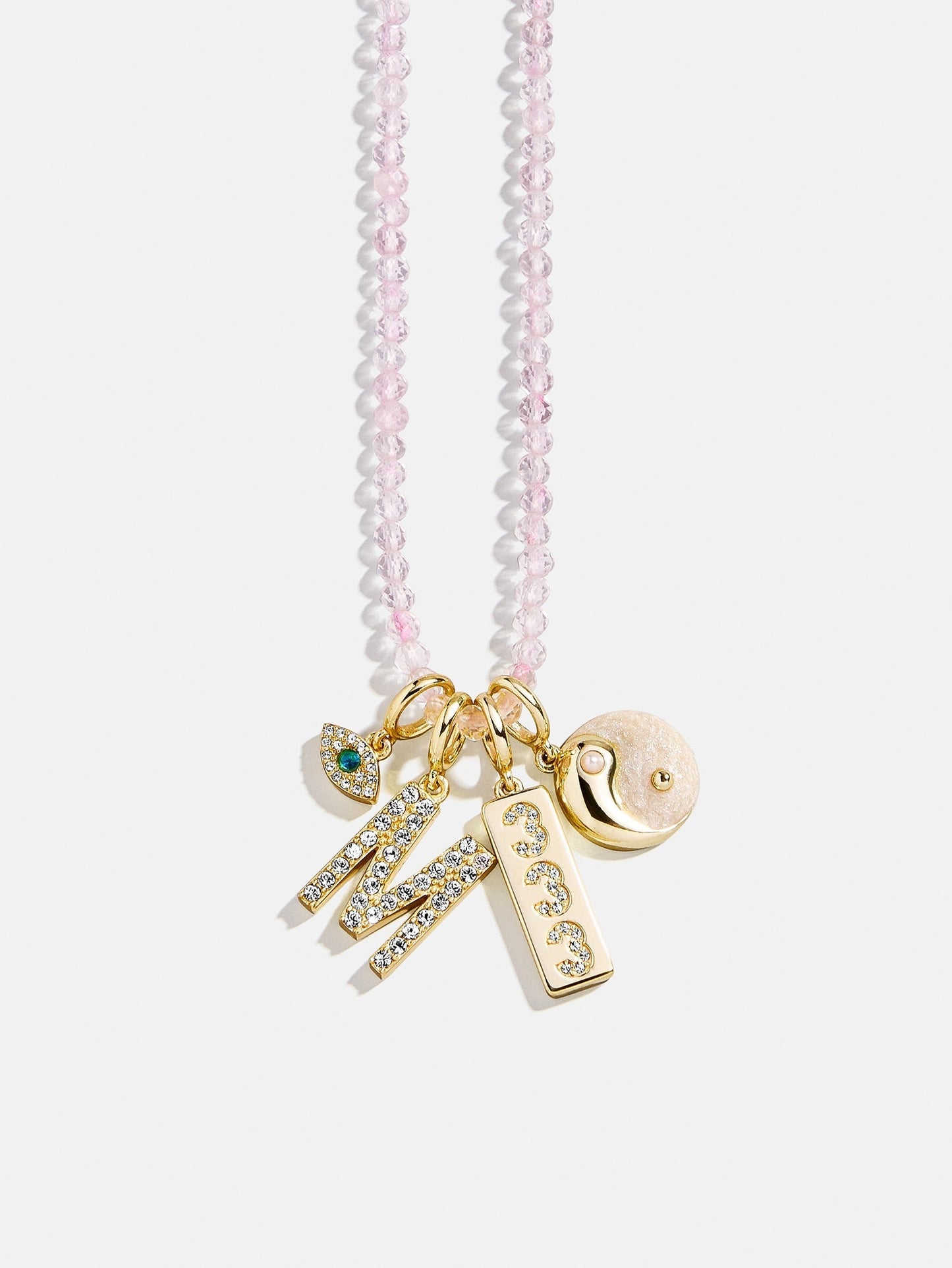 Semi-Precious Cluster Charm Necklace - Rose Quartz Chain