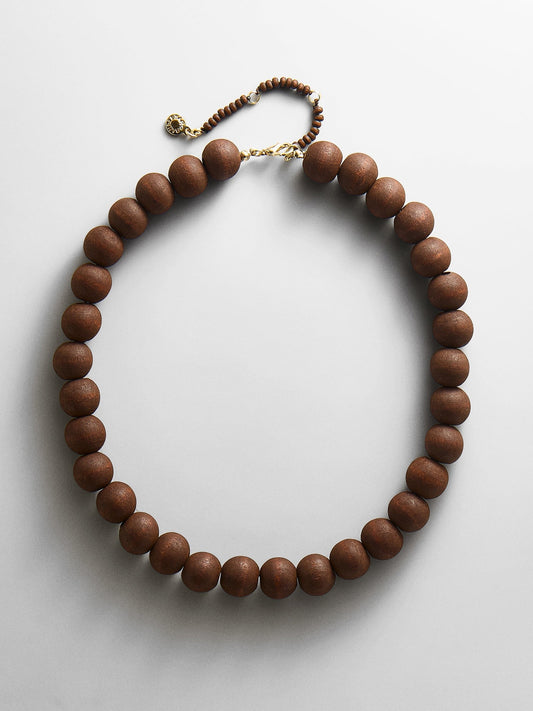 Mini Jane Beaded Necklace - Dark Wood