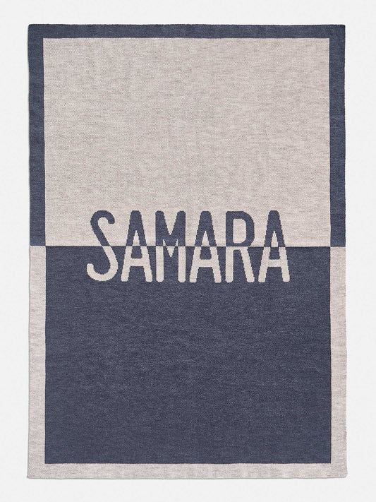 Spell It Out Custom Blanket - Denim Blue/Stone