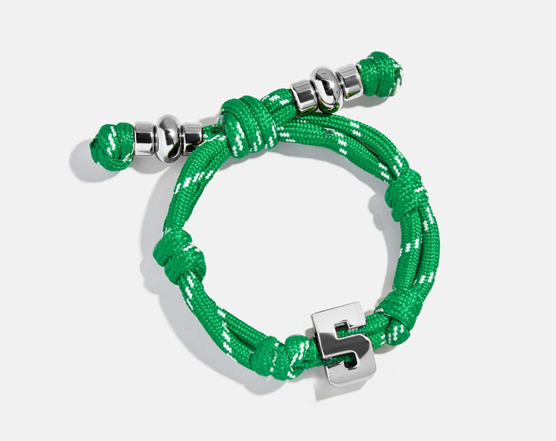 Knotty Varsity Number Custom Bracelet - Bright Green Single Digit