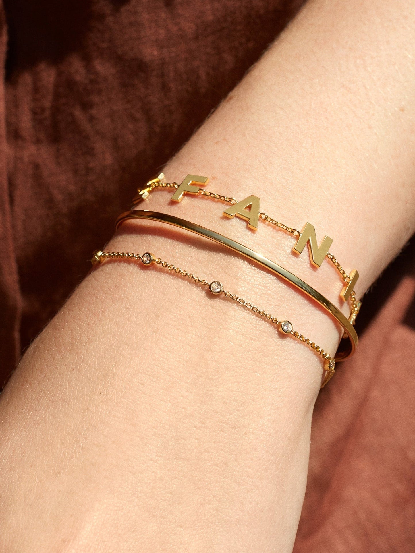 14K Gold Custom Spaced Letter Name Bracelet - 14K Gold