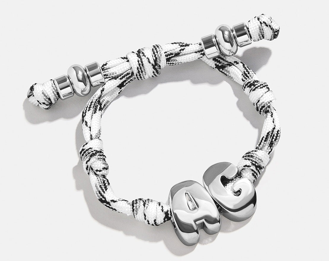Knotty Initial Custom Bracelet - Onyx/White Double Letters