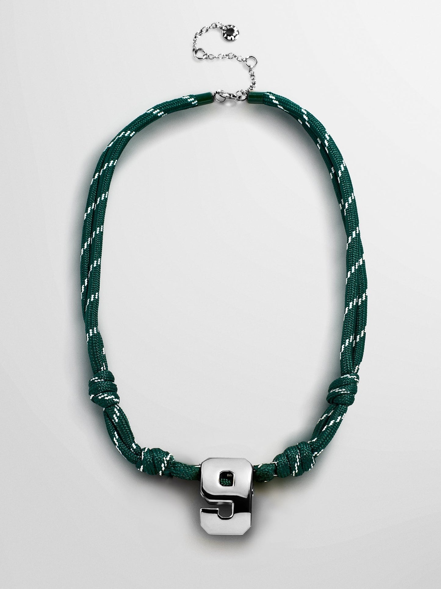 Knotty Varsity Custom Necklace - Dark Green Single Digit
