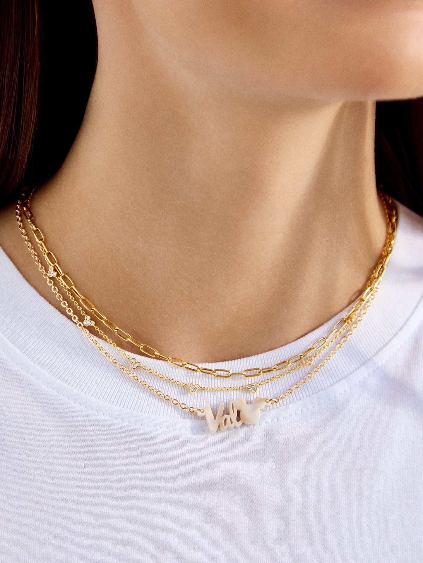 Disney Mickey Mouse Acrylic Custom Nameplate Necklace - Blonde Marble