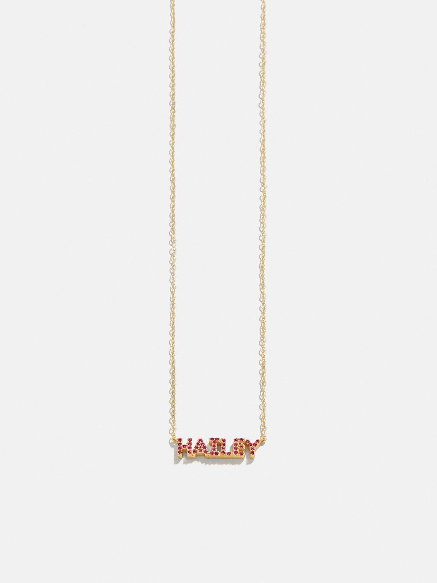 14K Gold Birthstone Custom Nameplate Necklace - Ruby