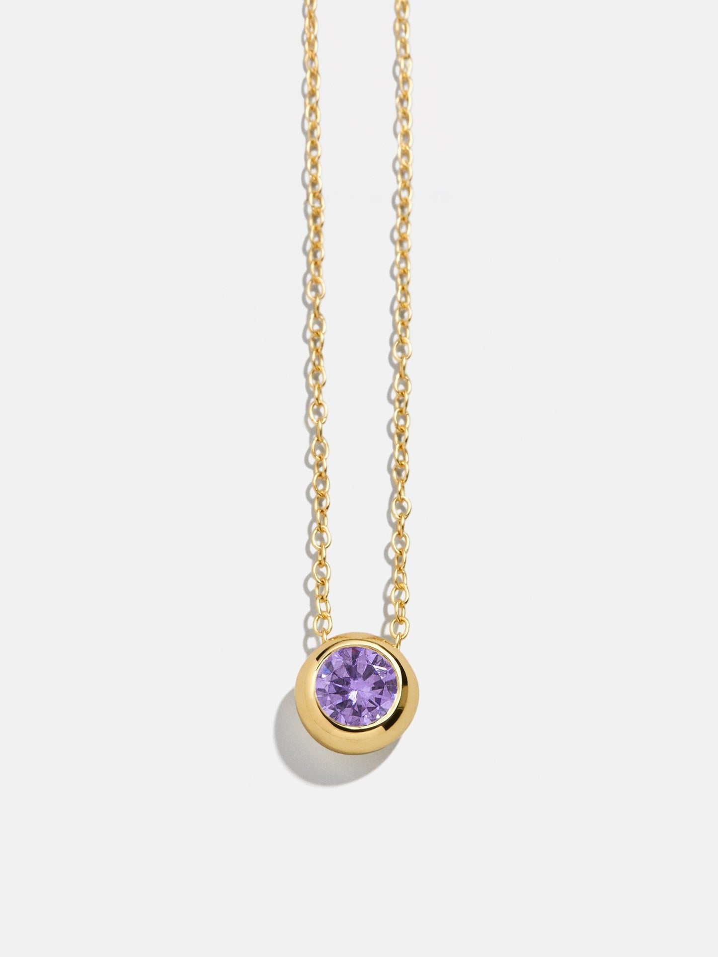 18K Gold Birthstone Pendant Necklace - Light Amethyst