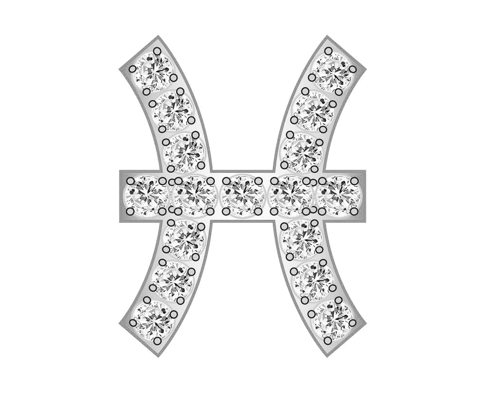 Pisces Mini Zodiac Icon - Pavé/Silver