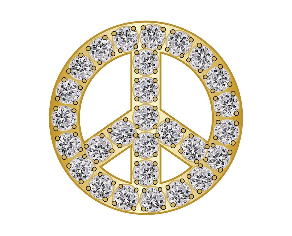 Peace Sign - Pavé Gold