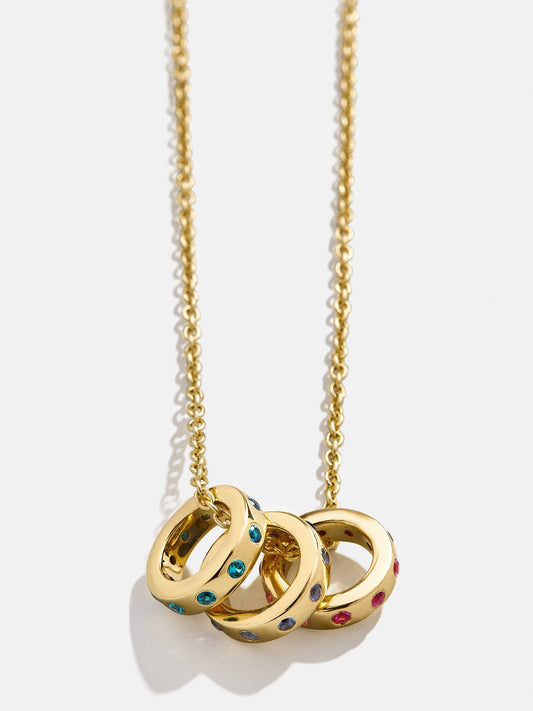 14K Gold Birthstone Charm Necklace - Gold