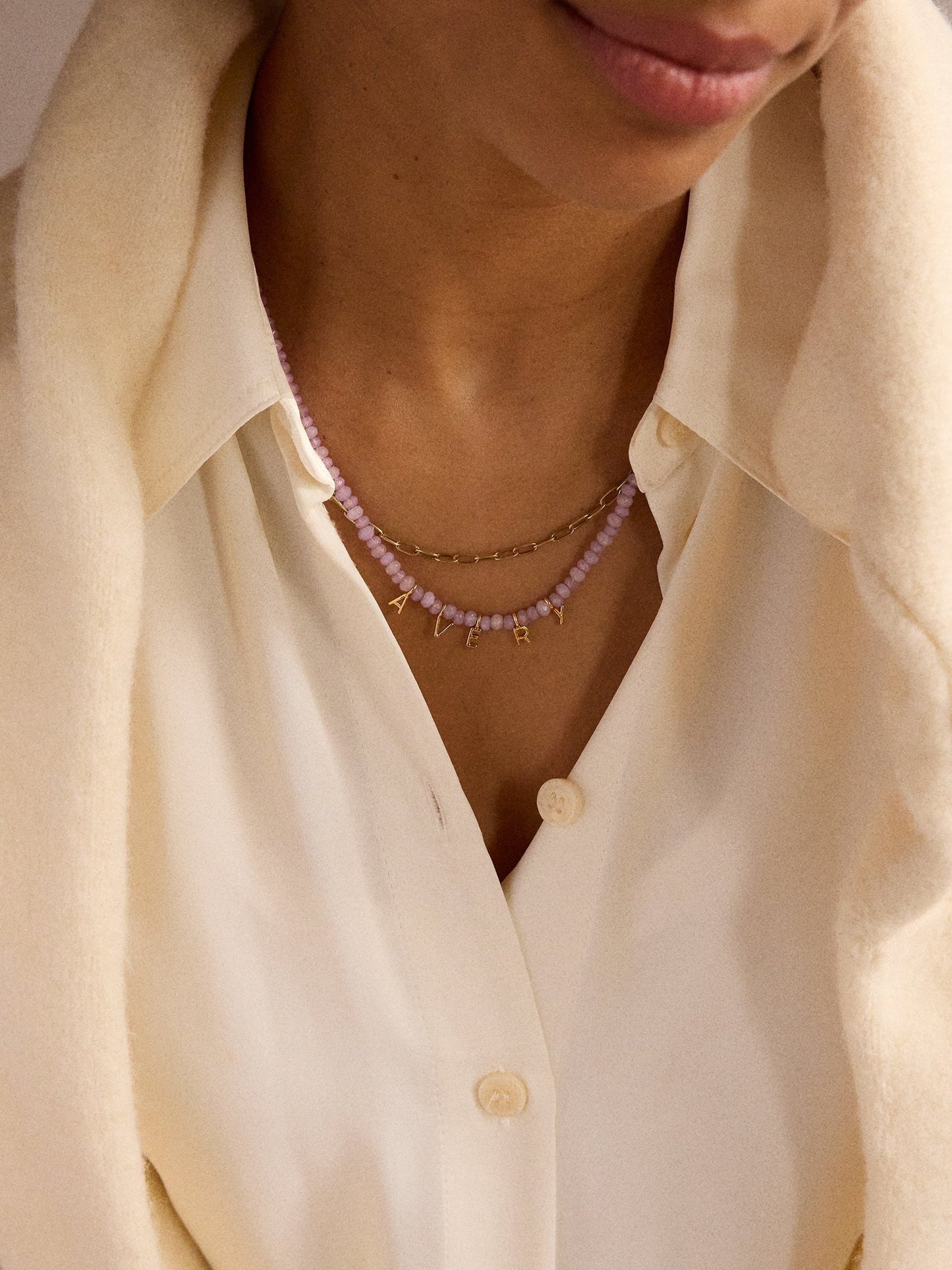 Mini Semi-Precious Custom Necklace - Light Amethyst