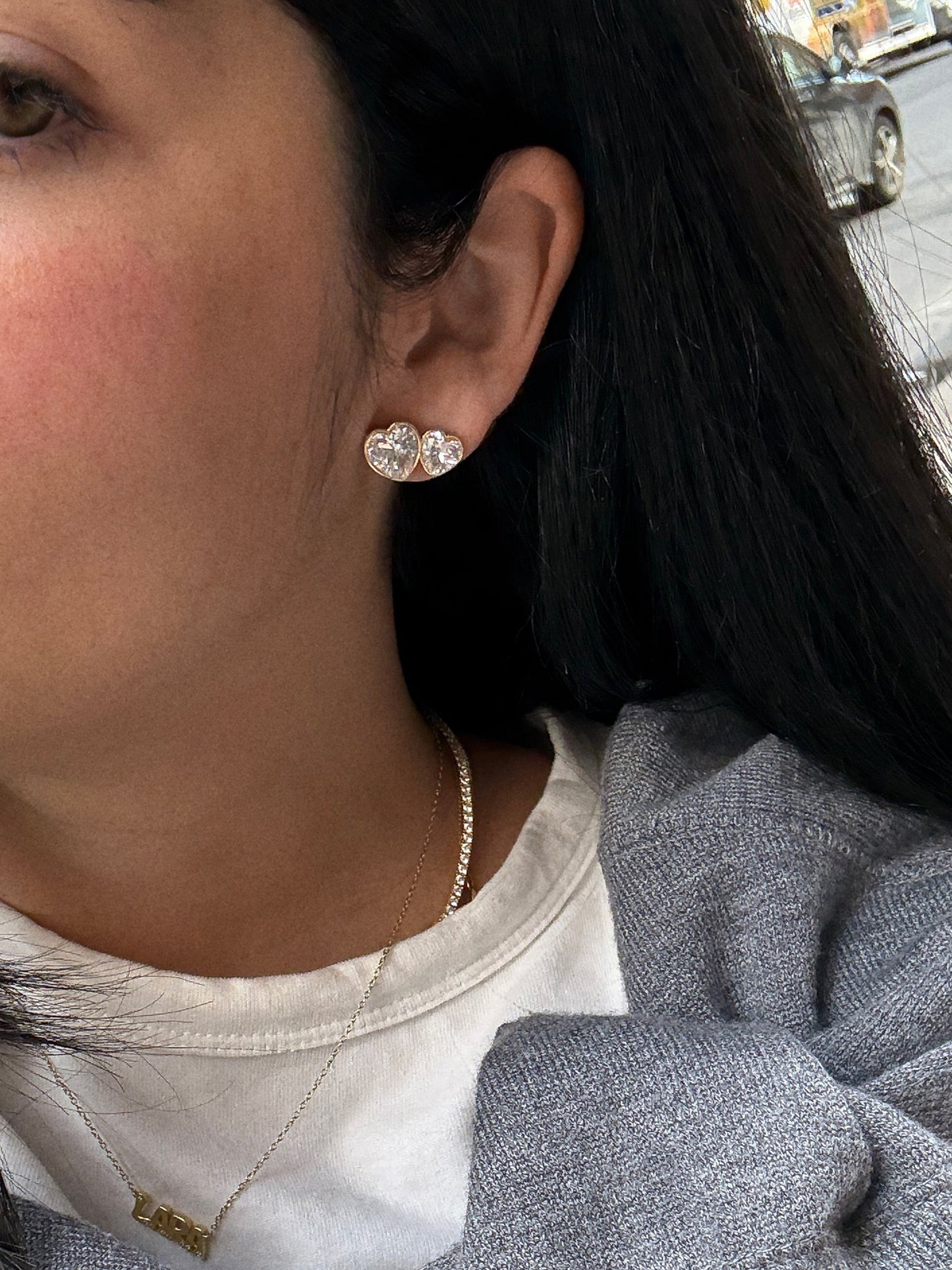 Kali Heart Earrings - Gold/Pavé