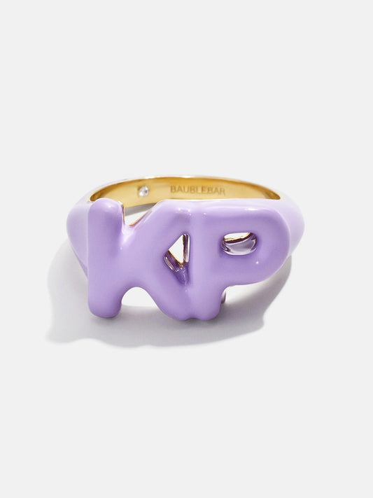 Block Enamel Custom Initial Ring - Purple