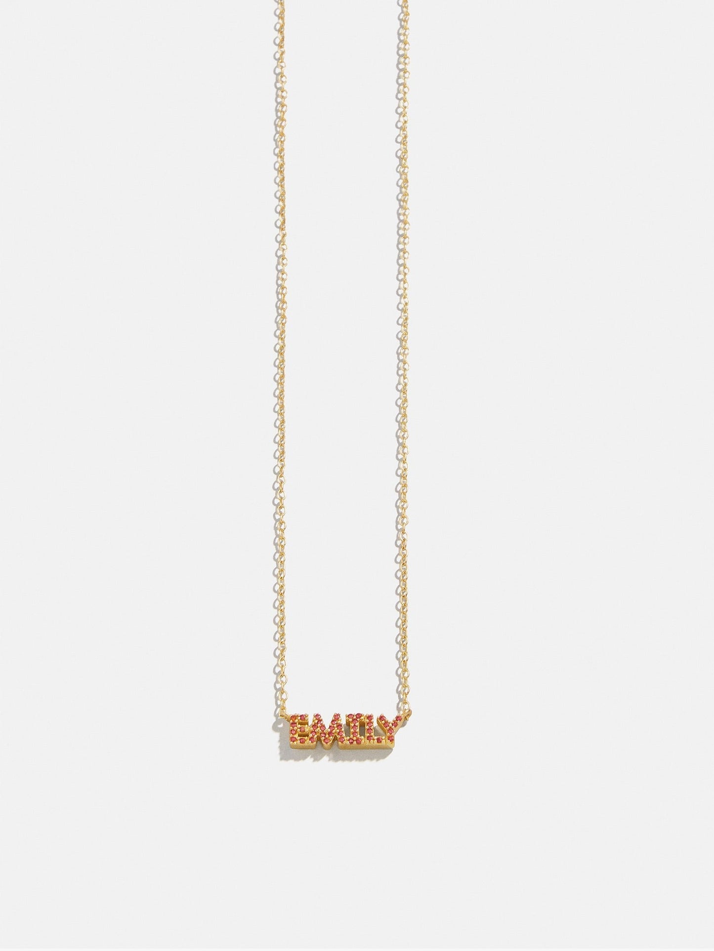 14K Gold Birthstone Custom Nameplate Necklace - Garnet