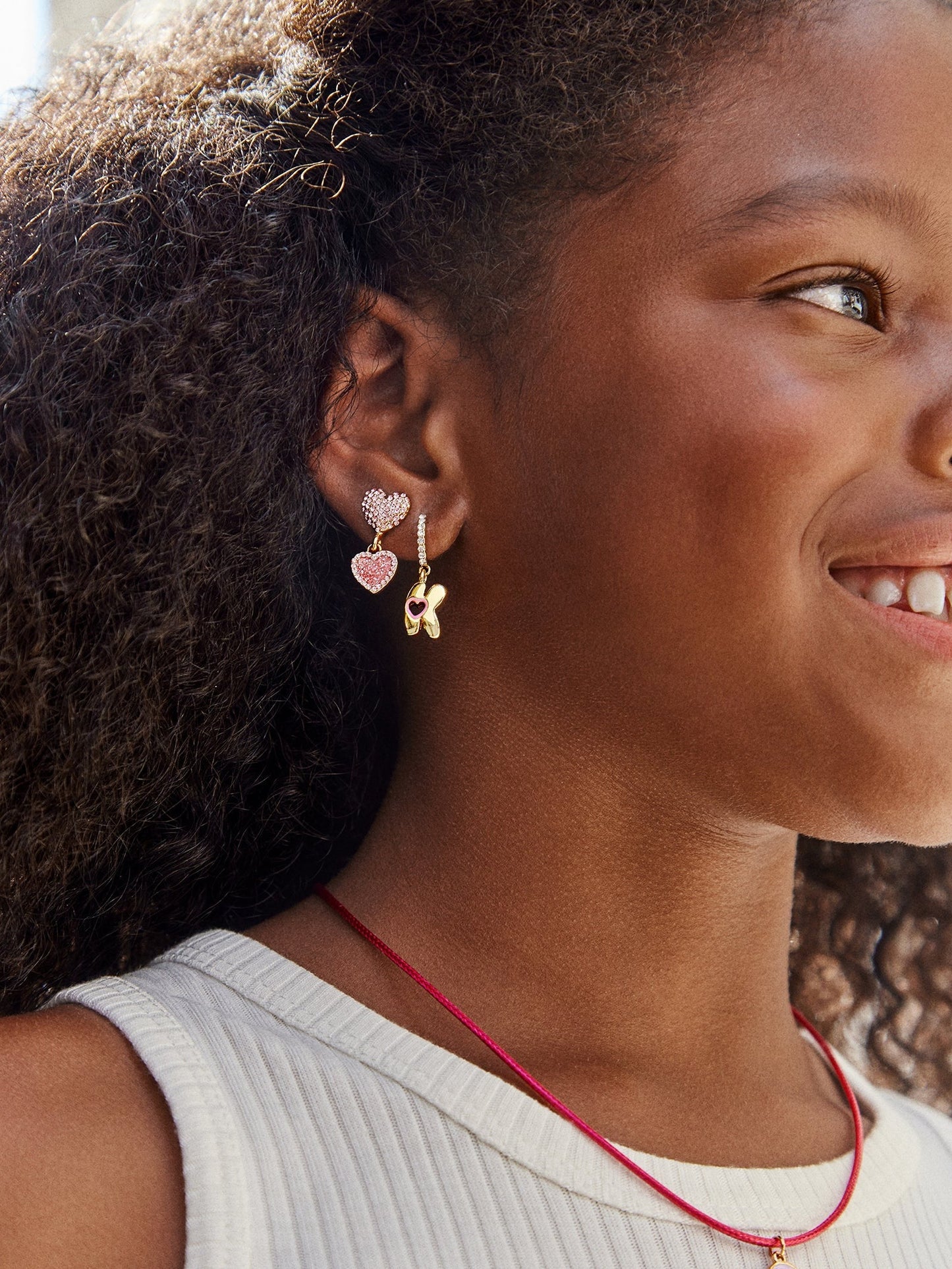 Kids' Initial Earrings - Gold/Pink