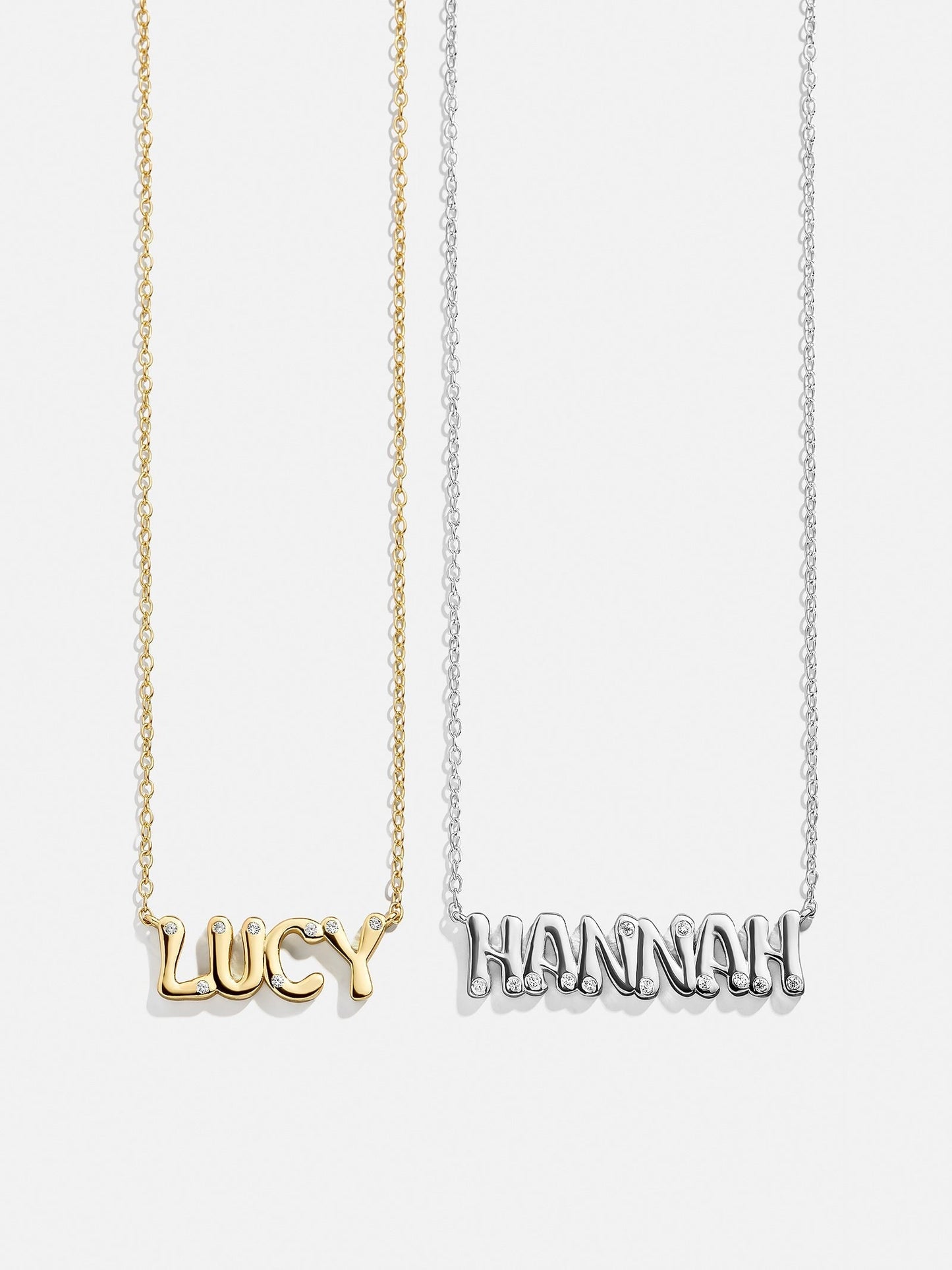 14K Gold Custom Nameplate Necklace - Bubble