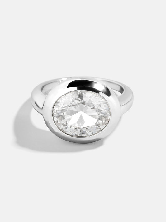 Silver Cubic Zirconia Custom Birthstone Ring - Crystal
