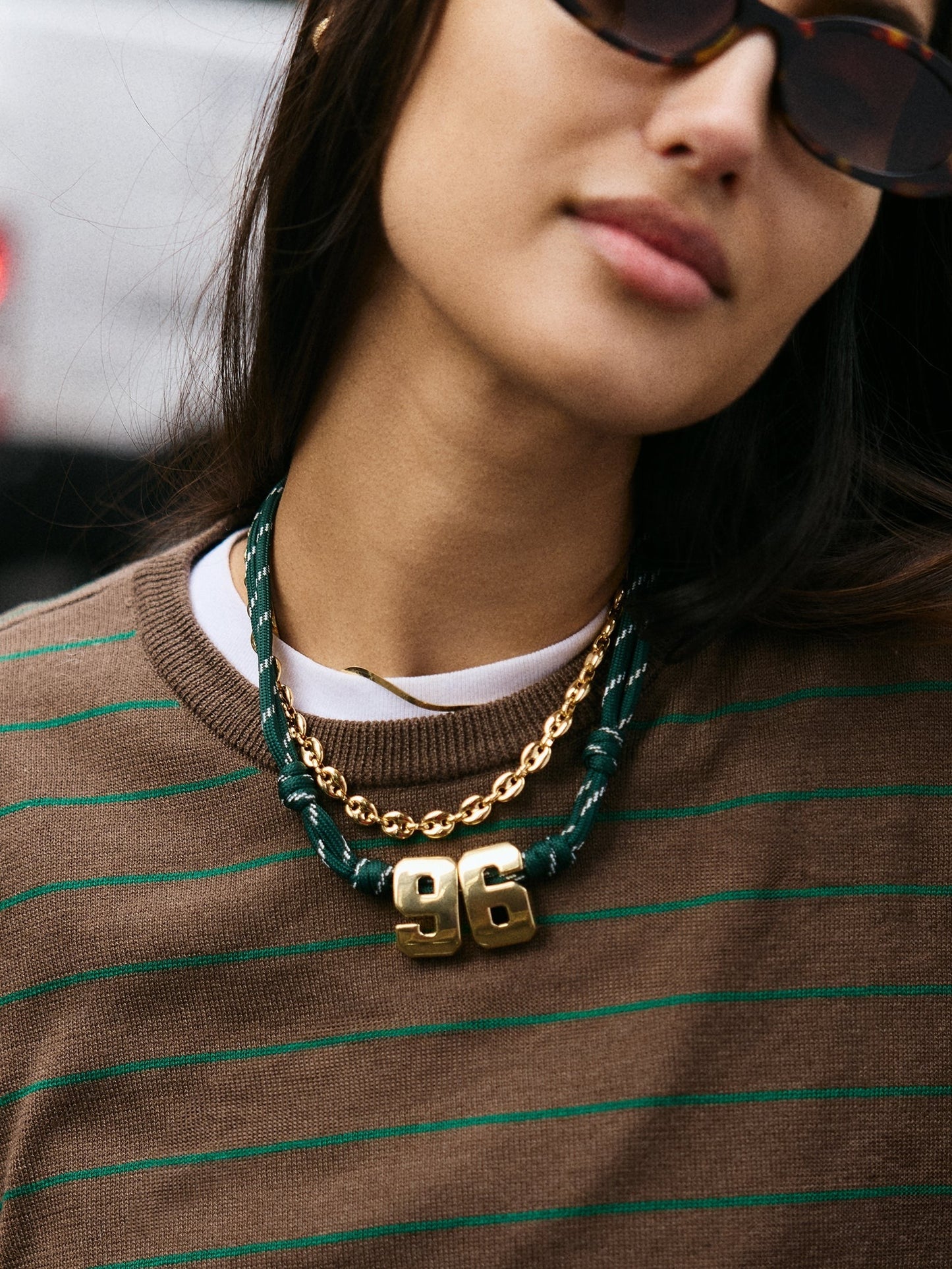 Knotty Varsity Custom Necklace - Dark Green Single Digit