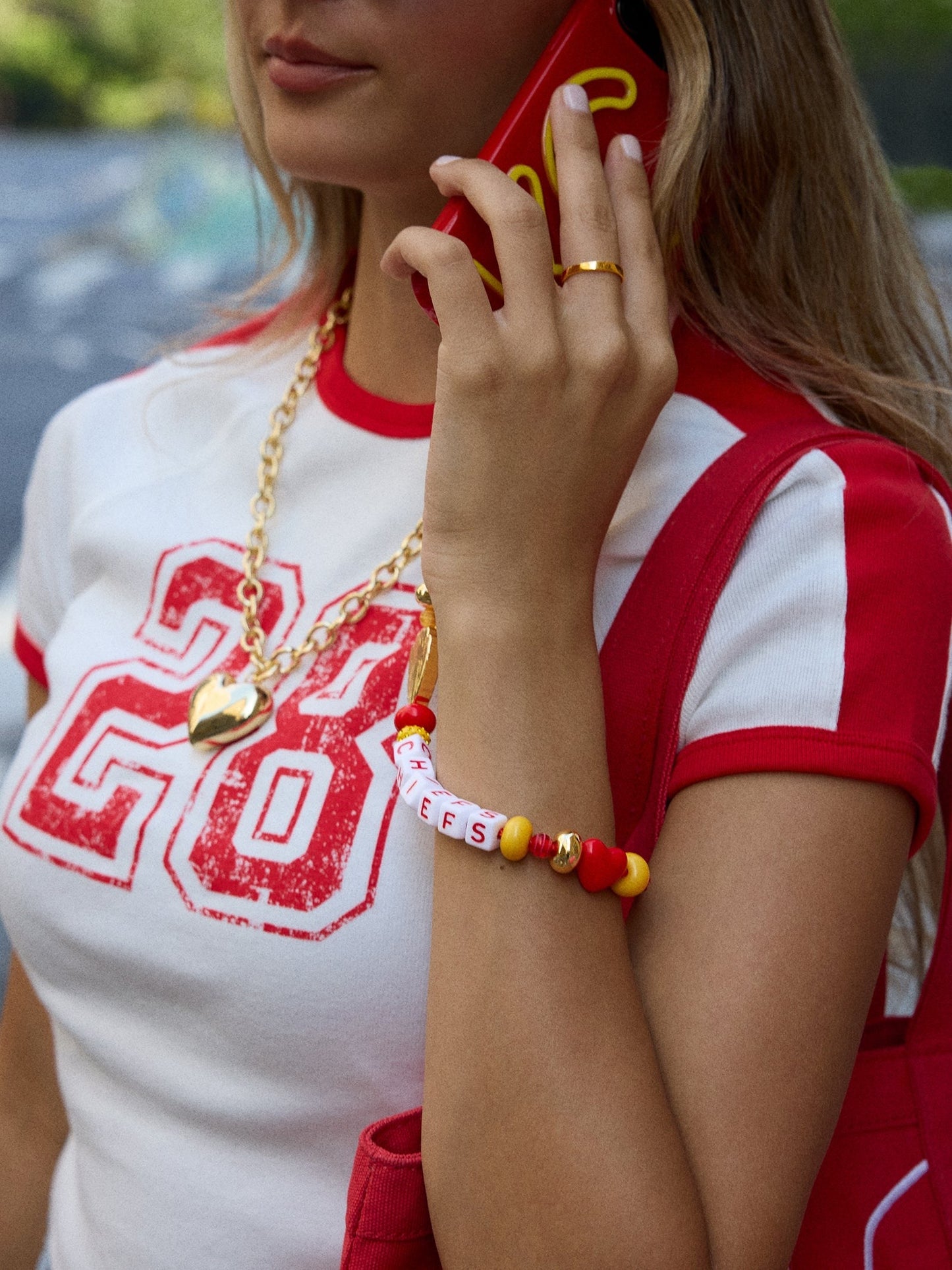 NFL Beaded Phone Charm - Kansas City Chiefs