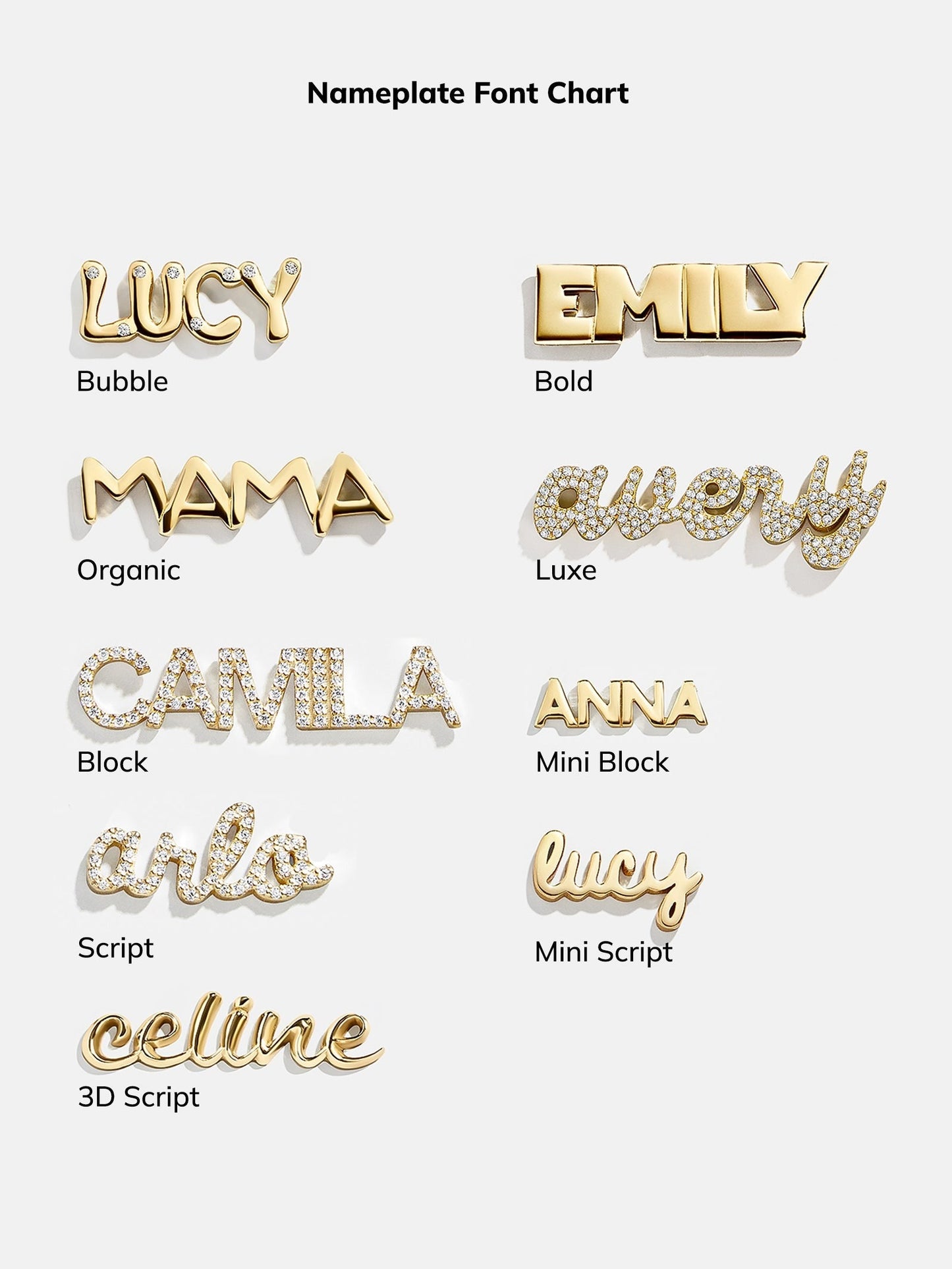 14K Gold Custom Nameplate Necklace - Bubble