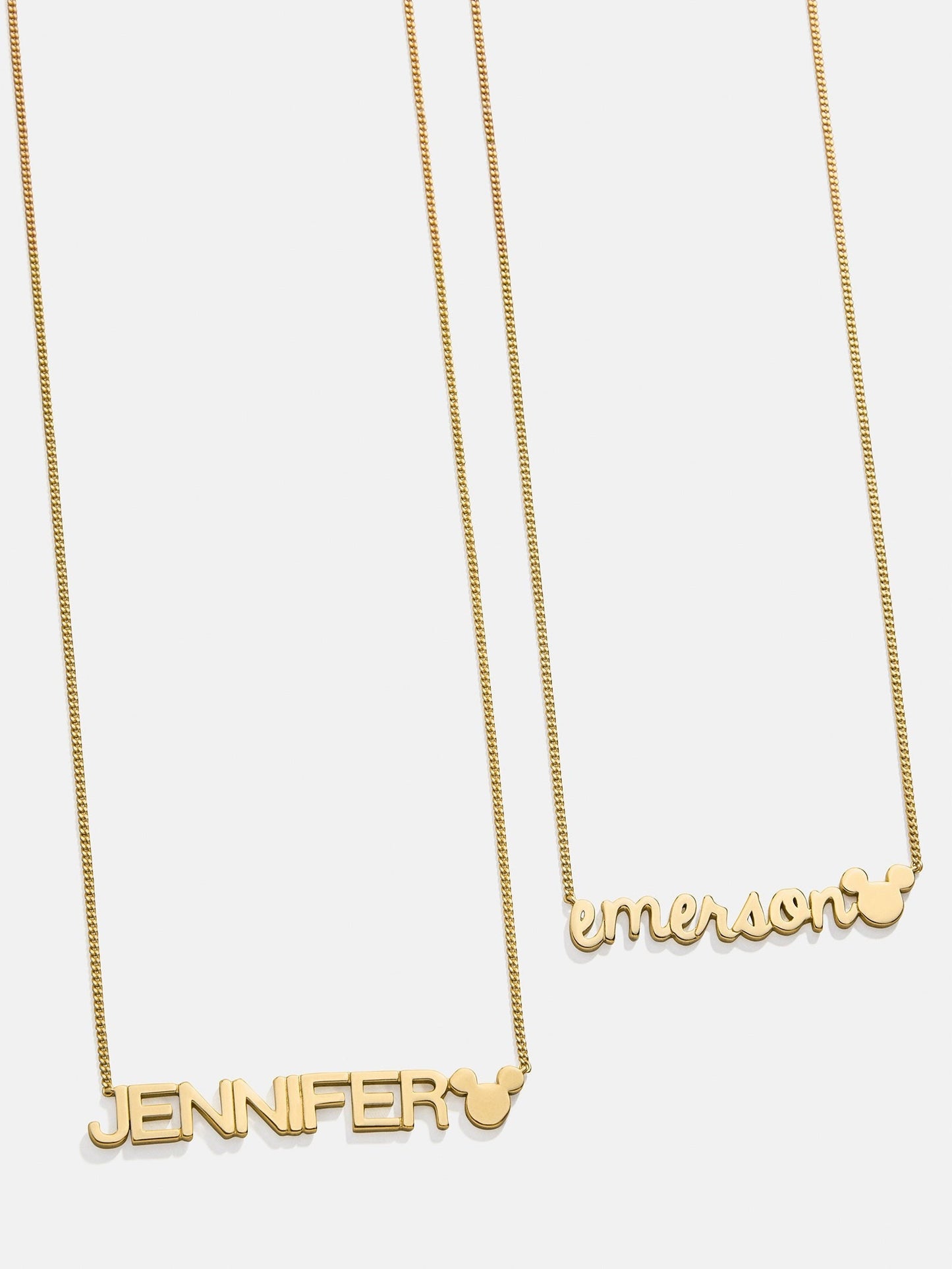 Disney Mickey Mouse 14K Gold Plated Sterling Silver Custom Nameplate Necklace - Gold/Pavé