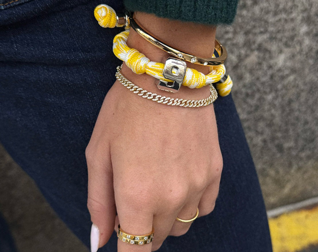 Knotty Varsity Number Custom Bracelet - Bright Yellow Single Digit