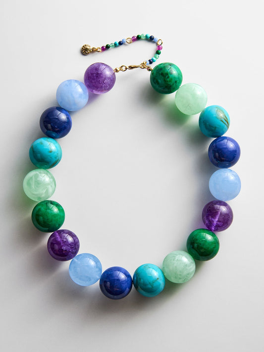 Jane Beaded Necklace - Blue/Purple Multi Bead