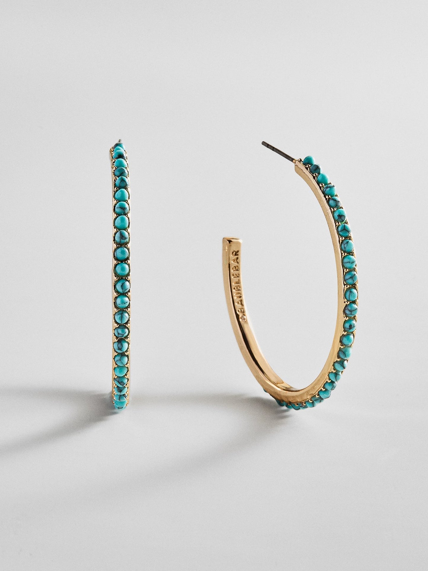 Nina Semi-Precious Hoop Earrings - Gold/Turquoise
