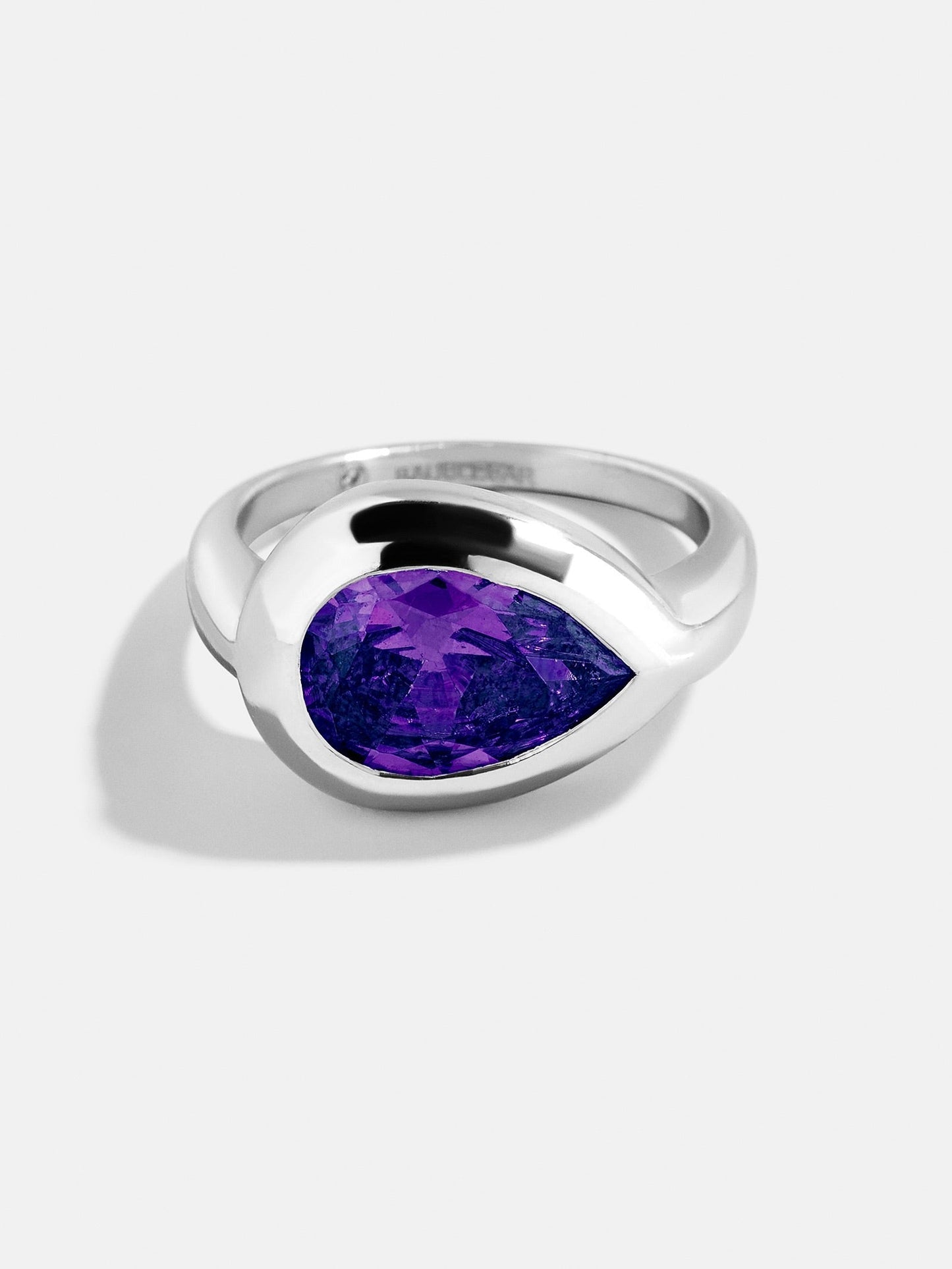 Silver Cubic Zirconia Custom Birthstone Ring - Amethyst