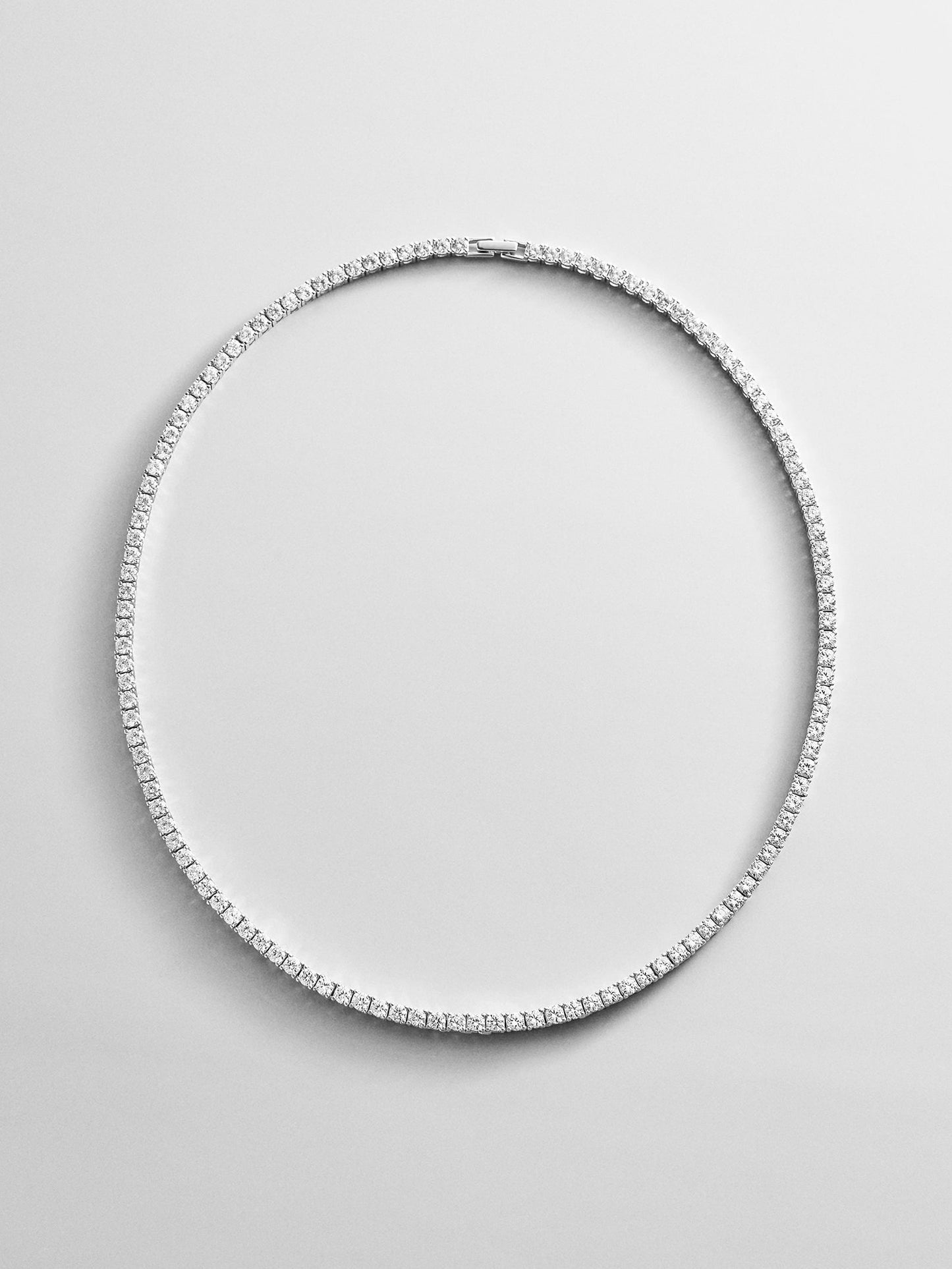 Billie Silver Tennis Necklace - Rhodium Plated Silver