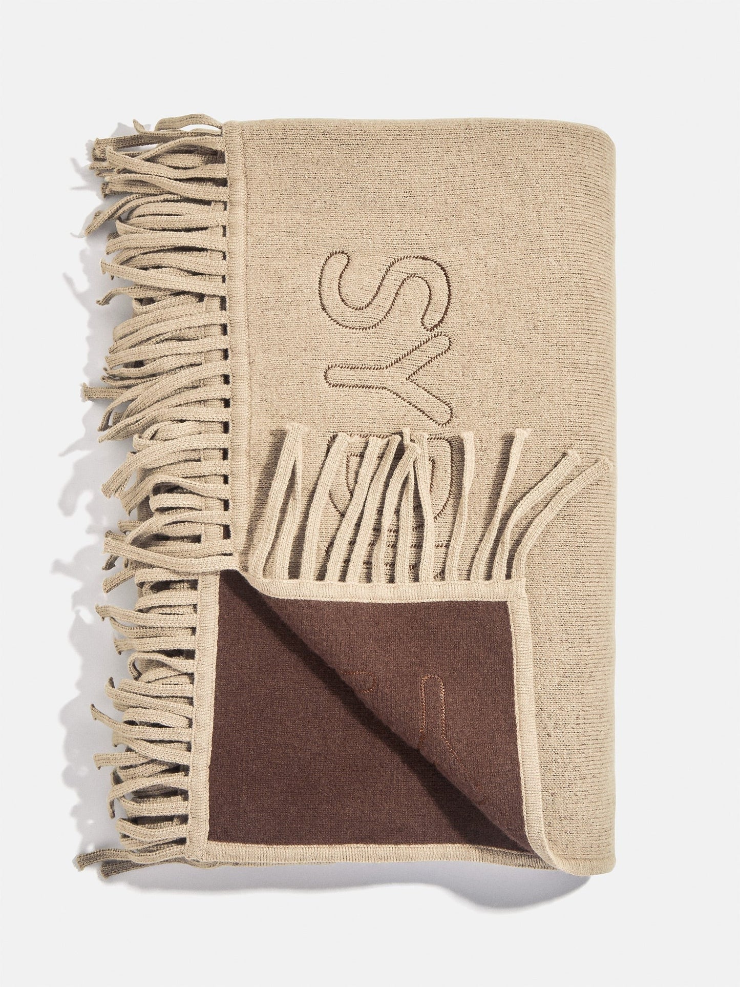 Pure Merino Wool Custom Blanket - Tan Sand/Chocolate Brown