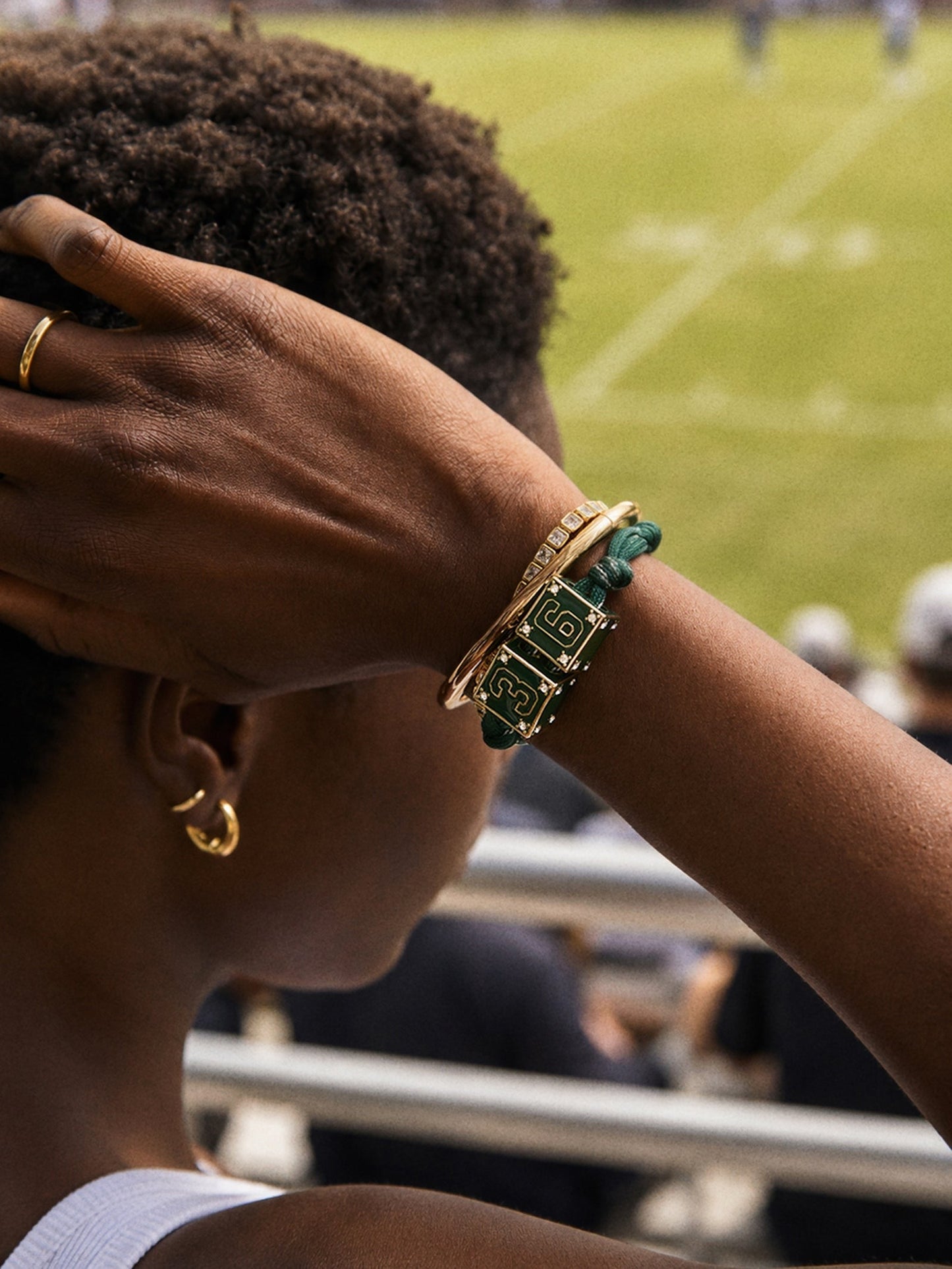 Block Party Varsity Number Custom Bracelet - Dark Green Single Digit