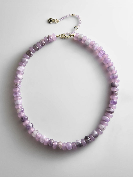 Joyce Semi-Precious Beaded Necklace - Light Amethyst Bead