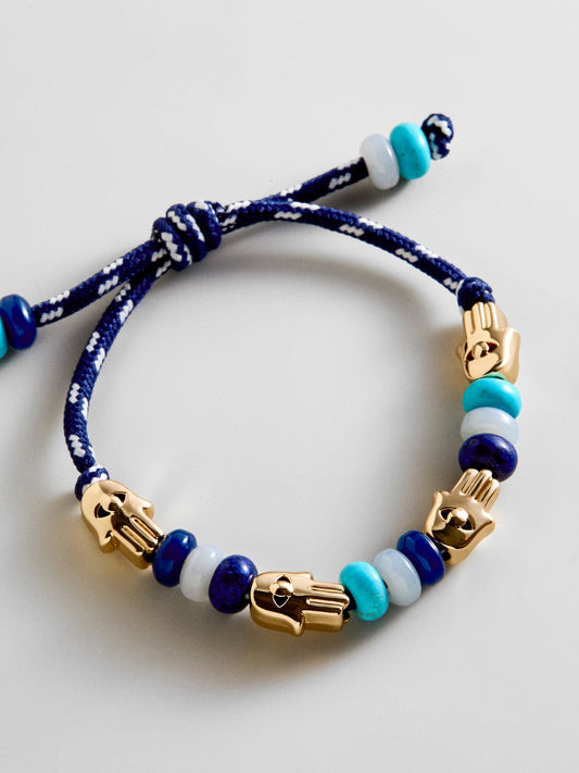 Happy Here Beaded Bracelet - Hamsa
