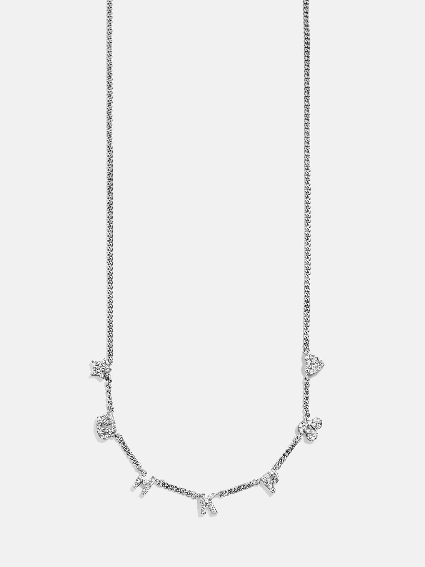 Mini Sterling Silver Custom Icon Necklace - Sterling Silver. Pavé Cubic Zirconia Stones